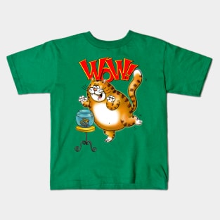 Wow! Fish Bowl! Excited Cat Kids T-Shirt